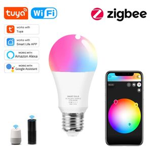9W 15W Tuya Zigbee 3.0 Wifi Smart Bulb E27 LED Lâmpada regulável RGB CW Smart Light Bulbs Funciona com Alexa / Google Home Smart Life APP Control