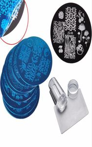 10 pezzi Piatti per unghie Gelatina trasparente Silicone Nail Art Stamper Raschietto con cappuccio Stamping Template Piatti immagine Nail Stamp Piastra Tool2081373