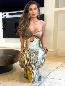 Casual Dresses Boofeenaa Animal Print Twist Hollow One Shoulder Long Sexy Night Club Outfits For Women BodyCon Dress 2023 C17CC25