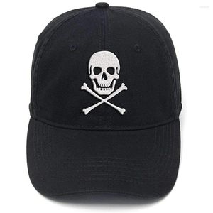 Bonés de bola Lyprerazy Crânio Crossbones Pirata Jolly Roger Lavado Algodão Ajustável Flock Impressão Boné de Beisebol