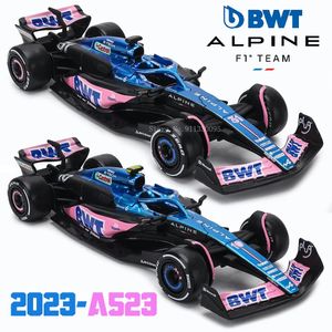 Литая под давлением модель автомобиля Bburago 1 43 Alpine Team A523 #10 Pierre Gasly #31 Esteban Ocon Alloy Car Литая модель игрушки Коллекционный конкурс 231101