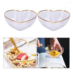 Bowls 2 Pcs Nut Goodies Transparent Soup Bowl Microwave Tray Dessert Fruit Glass Pasta Heart Cereal