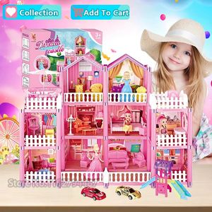 Casa de boneca acessórios meninas diy roombox dollhouse brinquedo conjunto princesa jogar sonho castelo villa casas em miniatura kit crianças presentes de aniversário do bebê 231102