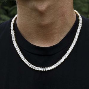 KRKC оптовая продажа 4x6 мм квадратное теннисное ожерелье хип-хоп ювелирные изделия CZ Кристалл Алмазная теннисная цепочка из латуни с кубическим цирконием для мужчин 5A