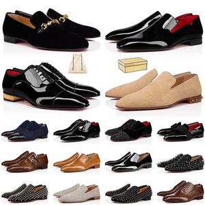 Man Brown Louboutins Red Bottoms Dress Shoes Pointed Top Loafers Spikes Sneakers Mens Velvet Suede Authentic Rivets All Black Leather Casual Trainer Big Size 13