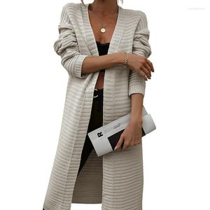 Cardigan da donna in maglia a maniche lunghe da donna, maglione, abiti autunnali, invernali, cappotto allentato aperto sul davanti in maglia a trecce, chic ed elegante