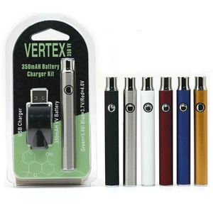 Prawo Vertax C.D. Vape Battery ładowarki USB Zestaw 350MAH Vertex 510 Gwint wstępny Waporyzator E papierosy Baterie VV do kaset atomizerów