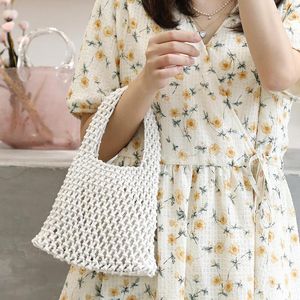 Torby wieczorowe japońska literatura i sztuka wydrążona z torebki ins moda sznurka worka kubełka ręcznie tkana bawełna