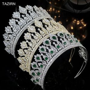 Fasce di lusso CZ Diademi Corona alta Accessori da sposa Donne Zircone Gioielli per capelli Regina Principessa Festa Champagne Copricapo Regalo di compleanno 231102