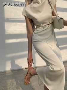 RUKAS Elegant White Long Dress Female Round Neck Short Sleeve High Waist Cut Out Midi Dresses For Woman Clothing Fashion
