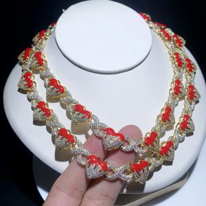 Chokers 2024 Dia dos Namorados Presente Micro Pave Bing Cz Coração Em Forma de Esmalte Vermelho Corrente Colar Moda Jóias de Casamento 231101