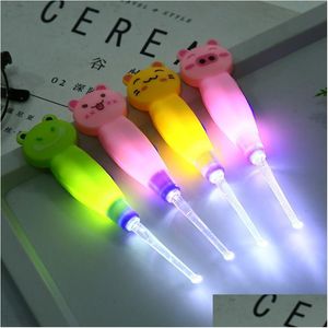 Baby Care Ear Spoon Light Child Ears Cleaning Earpick Wholesale Digging Luminous Dig Cartoon Spoons Drop Delivery Dhzse