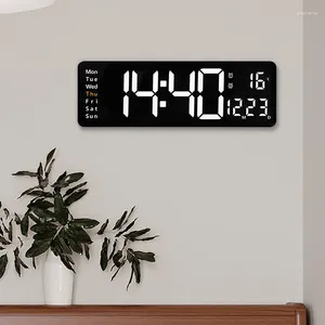 Zegary ścienne LED Elektroniczne alarmy zdalne sterowanie cyfrowym dużym stołem Zegrze Montowana na ścianę Temp