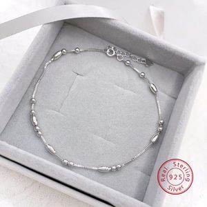 Anklets 925 silver Beaded fashion Anklet Length adjustable women's daily wear chain feet summer 231102