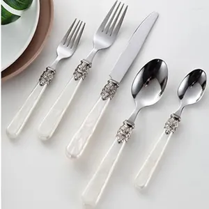 Dinnerware Sets Safe Dishwasher Steak Kitchen White Set Knife Flatware Stainless Coffee Steel Fork Spoon 4pcs/set Teaspoon Tablewar