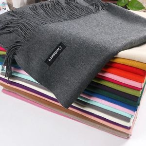 Scarves 20070cm High Quality Winter Cashmere Scarf Thicken Warm Pashmina Shawl Wrap Long Tassel Solid Acrylic Wool ShawlS YR001 231101