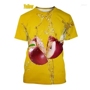 Camiseta masculina verão moda fruta impressão 3D maçã unissex casual manga curta em torno do pescoço camiseta