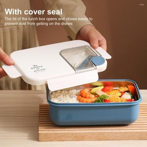 Dinnerware Sets 1 Set 1000ml Lunch Box Good Sealing Leak-proof Water-filled Insulation Cutlery Slot Stainless Steel Student Bento