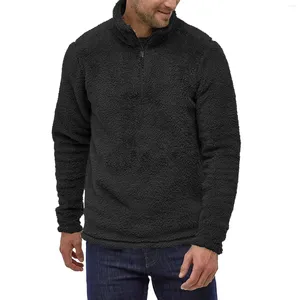 Erkek Hoodies Fermuar Stand-Collar Kabarık Jumper Kış Sıcak Tatlı Gösterişler Rüzgar Renk Düz Renk Egzersizi Sudaderas