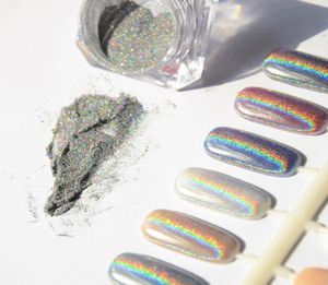 Partihandel-1g silver holografiska naglar glitter pulver DIY nagelkonst paljetter krom pigment damm glänsande magiska spegelpulver naglar4152551