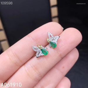 Stud Earrings KJJEAXCMY Boutique Jewelry 925 Sterling Silver Inlaid Natural Emerald Women's Support Detection Fashion