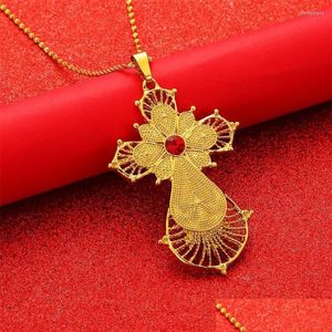 Pingente colares pingente colares etíope cruz cadeia para mulheres meninas cor de ouro eritreia jóias entrega gota africana j dhgarden dhdkh
