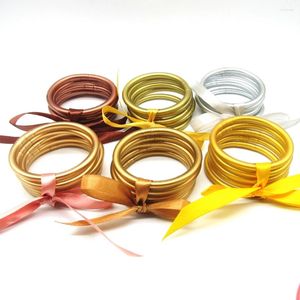 Bangle All Weather Bangles Serenity Prayer Bracelet Metallic Texture Jelly Lucky Symbol Silicone For Women Girls 5pcs