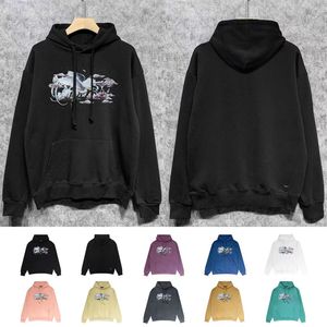 Europeiska och amerikanska modemärke AMI Bone Letter Crane Xiangyun Multi-färg Långärmad hoodie street Lose Pure Cotton Hoodie Män och kvinnor på samma sätt