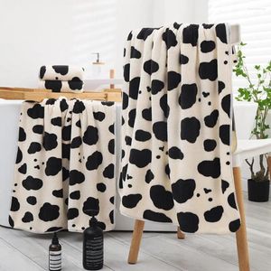 Towel Bath Ultra Soft Cartoon Cow Print Design Strong Water Absorbent Lightweight Quick-drying Living Room Bedroom Supply