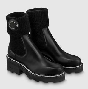 Top Luxury Winter Beaubourg Ankle Boots Preto Bezerro Couro Comabt Boot Borracha Lug Sole Lady Booty Famoso Martin Booties Party Wedding EU35-41