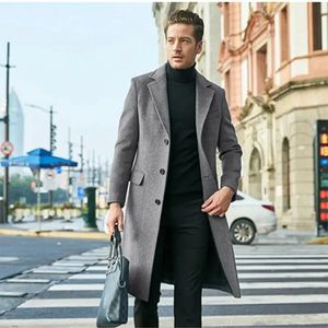 Herren-Trenchmäntel, Herrenmantel, britischer Langarm-Herbst-/Winter-Trend, modische Wolljacke, einreihige Jacken, männlicher Mantel 231101