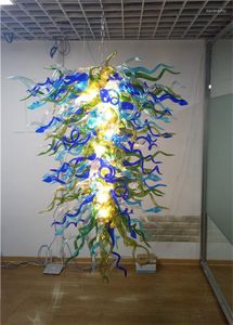 Lampadari Luci di Natale di colore blu Lampadario grande in vetro artistico Contemporaneo soffiato a mano grande