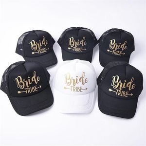 Bride Tribe Snapback Trucker Mesh Hat Gold Letters Arrow Wedding Baseball Cap1224w