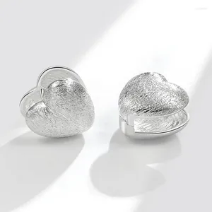 Orecchini a cerchio NBNB Moda spazzolato con forma di cuore grande liscia per le donne Gioielli penetranti per ragazze dolci Colore argento