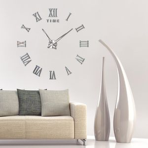 Wall Clocks Diy Creative Roman Numerals Large Size Acrylic Stickers Clock Mirror Living Room Bedroom