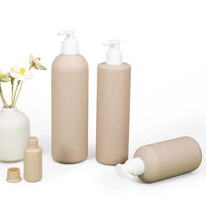 Bath Shampoo lotion Empty Cosmetic Packaging Wheat Straw PET Bottle Refill Facial Cleanser Bottles