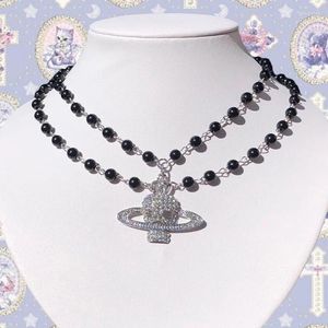 Hänghalsband y2k kristallskalle punk charms svarta pärlor halsband kvinnor kedjor choker goth smycken grunge tillbehör