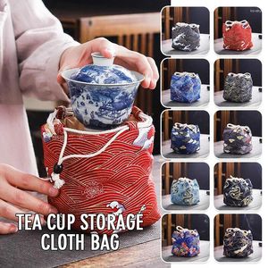 Sacos de compras Sacos de armazenamento de chá japonês Cozies Teaware Cordão Portátil Viagem Bule Teacup Set Bolsa Pano Protetor de Algodão