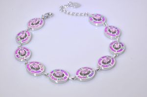 Link Bracelets Chain Wholesale & Retail Fashion 7.0 Inches Fine Pink Fire Opal Bracelet 925 Sterling Sliver Jewelry BNT16031301Link