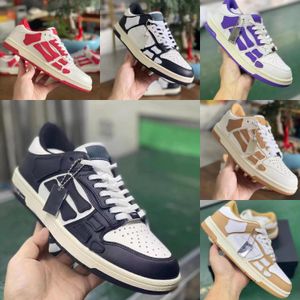 USA Fashion Brand Amirs Dress Shoes For Men Women Skel Top Low Genuine Leather Sneakers Designer Sneaker white grey black green red blue Shoe Outdoor Trendy Trainers