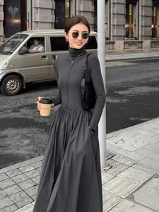 Sonbahar Yeni Kadınlar Zarif Midi Bir Çizgi Kaput Kaput Elbise Kadın Vestdios Ofis Lady Bodycon Moda İnce Giysileri