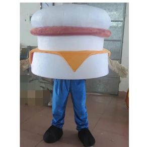 Costume mascotte hamburger di Halloween Personaggio a tema anime in peluche di cartone animato di alta qualità Carnevale di Natale per adulti Festa di compleanno Fancy Outfit