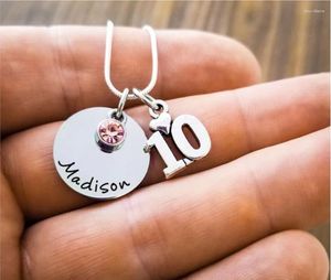 Ожерелья с подвесками, ожерелье на 10-й день рождения, подарок для девочки, которому исполняется 10 лет, персонализированное имя с камнем, год маленькой девочки
