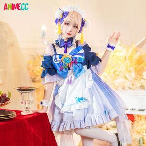Genshin impacto kokomi cosplay vestido de empregada anime jogo traje de festa de halloween para mulheres meninas vestido + cestos grátis cosplay