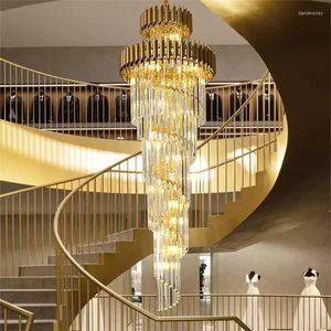 Lustres de lustres de escada moderna Cristalador de lustre de cristal luminagem LED LED LED LIDRAS DA SOLA DE LIVERSÃO DOL GOLD LIGER