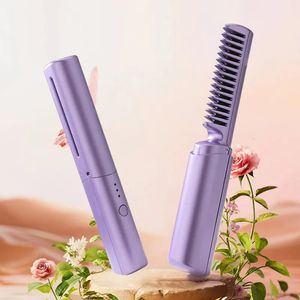 Hair Straighteners Hair Straightener Curler Charging Wet Dry Electric Heating Comb Hair Flat Iron Straightening Styling Tool Home Appliances 231101