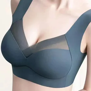 Yoga Outfit Ice Silk Thin Back Wrapped Sports Bra Non-slip Chest Integrated Fixed Latex Cup Traceless Steel Ring Gather Together Breathable