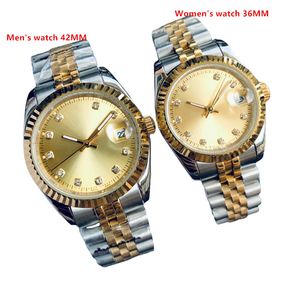 Luksusowa para designerska zegarki Wysokiej jakości męskie 42 mm kobiet 36 mm Watch Designer Classic Waterproof Date Watch Pasek ze stali nierdzewnej