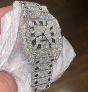 Lüks Moissanite Diamond Watch Buzlu Out Watch Designer Mens Erkekler İçin İzle Yüksek kaliteli montre otomatik hareket saatleri orologio. Montre de Luxe L19