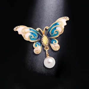 Butterfly Brooch Rhinestone Crystal Brooch Gold Color Colorful Animals Insect Pin for Women Jewelry Outfits Decoration